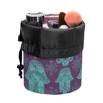 Turquoise Hamsa Pattern Print Drawstring Makeup Bag