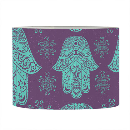 Turquoise Hamsa Pattern Print Drum Lamp Shade