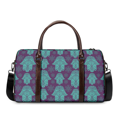Turquoise Hamsa Pattern Print Duffle Bag