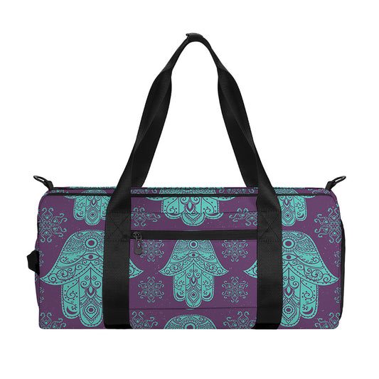 Turquoise Hamsa Pattern Print Gym Bag