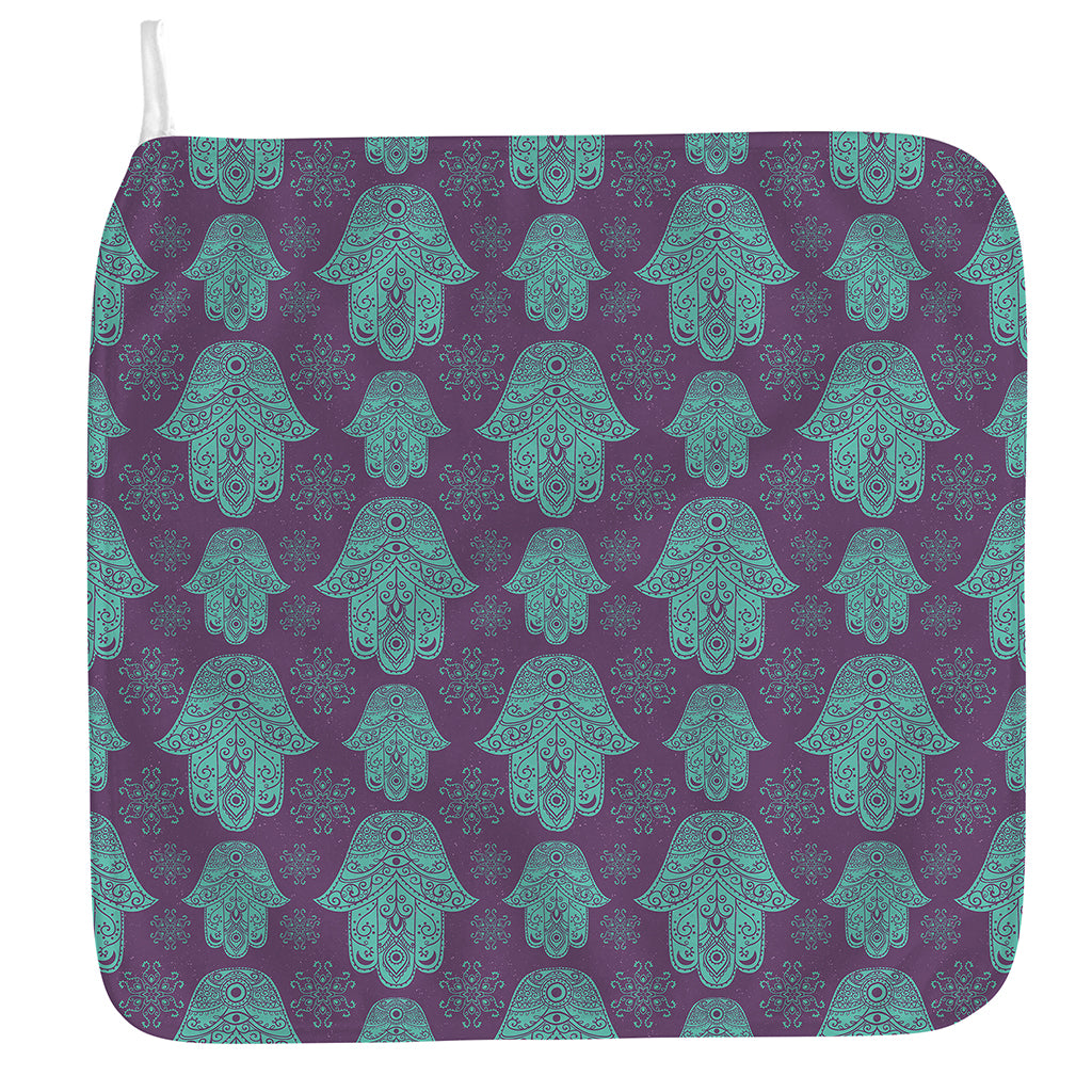 Turquoise Hamsa Pattern Print Hand Towel