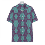 Turquoise Hamsa Pattern Print Hawaiian Shirt