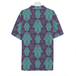 Turquoise Hamsa Pattern Print Hawaiian Shirt