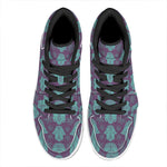 Turquoise Hamsa Pattern Print High Top Leather Sneakers