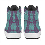 Turquoise Hamsa Pattern Print High Top Leather Sneakers