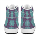 Turquoise Hamsa Pattern Print High Top Leather Sneakers