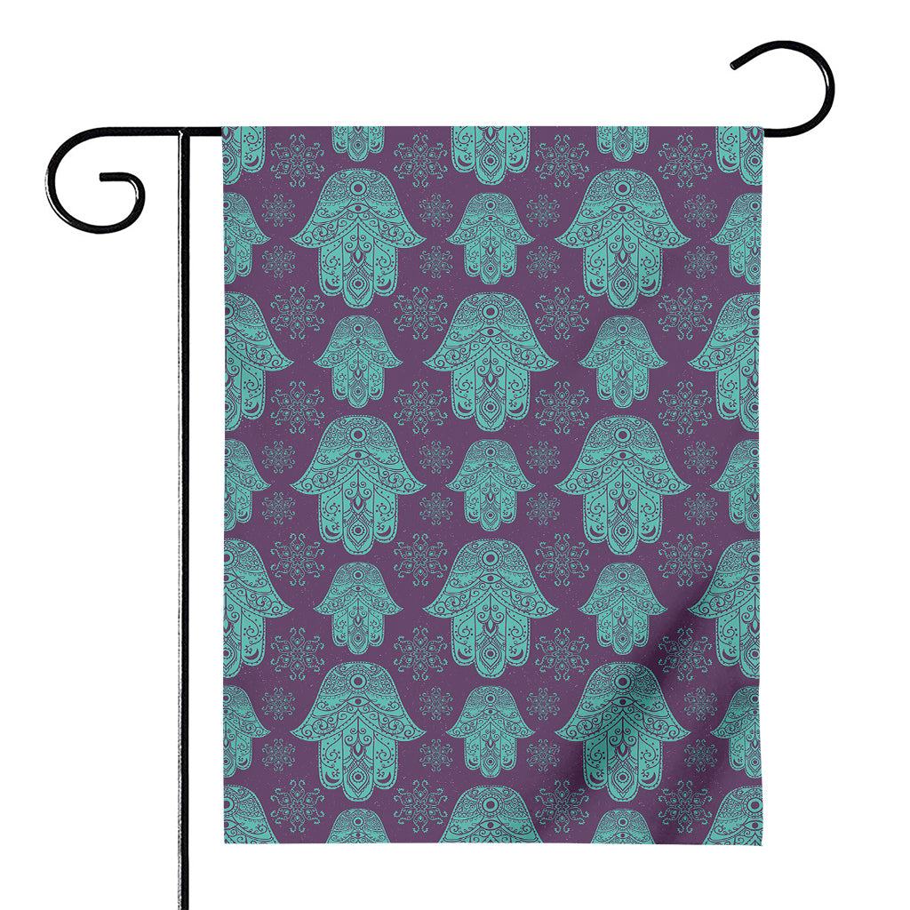 Turquoise Hamsa Pattern Print House Flag
