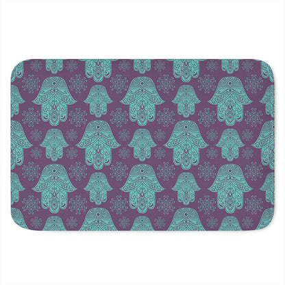 Turquoise Hamsa Pattern Print Indoor Door Mat