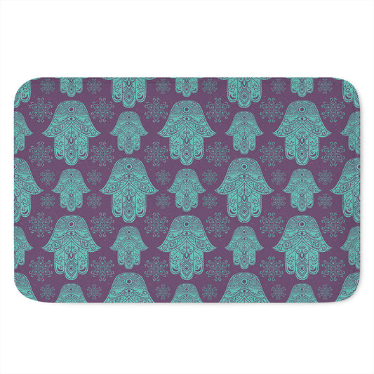 Turquoise Hamsa Pattern Print Indoor Door Mat