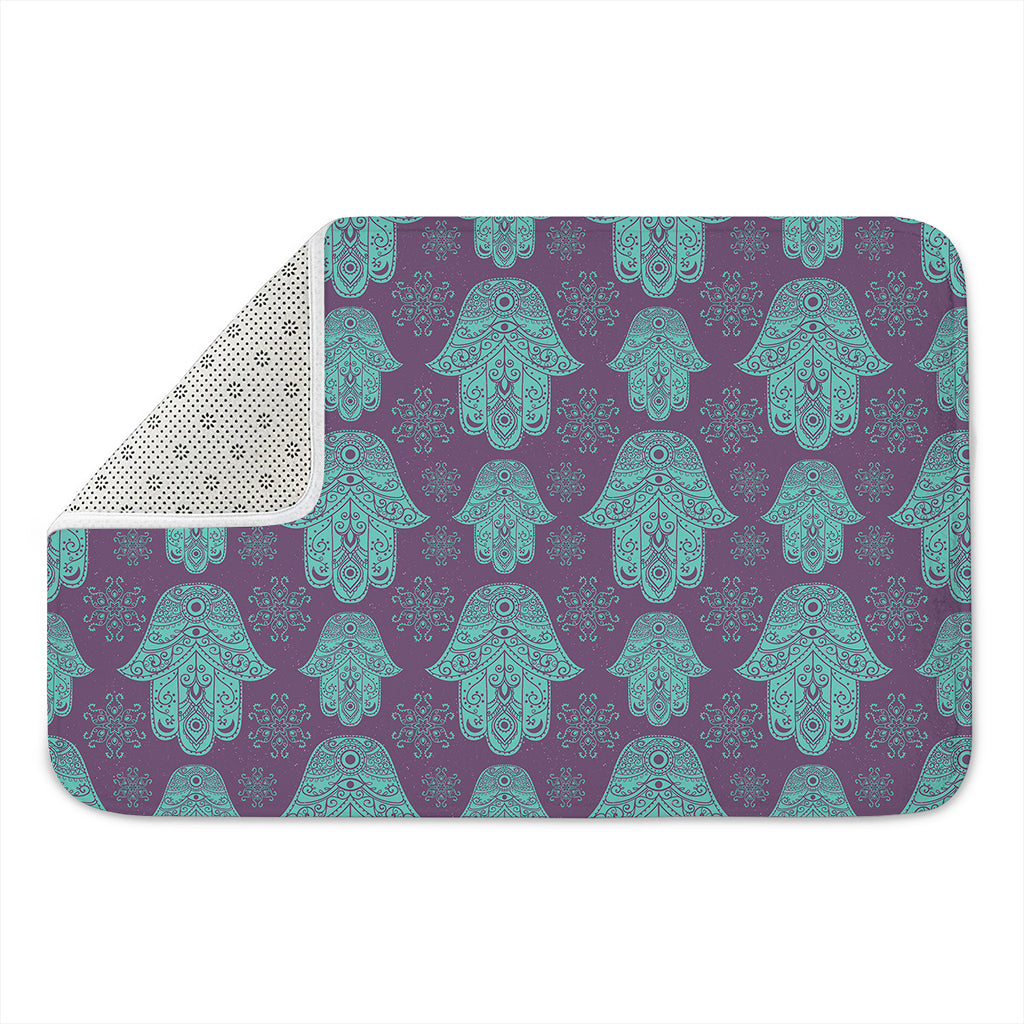 Turquoise Hamsa Pattern Print Indoor Door Mat