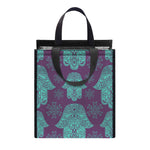 Turquoise Hamsa Pattern Print Insulated Lunch Tote