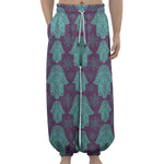 Turquoise Hamsa Pattern Print Lantern Pants