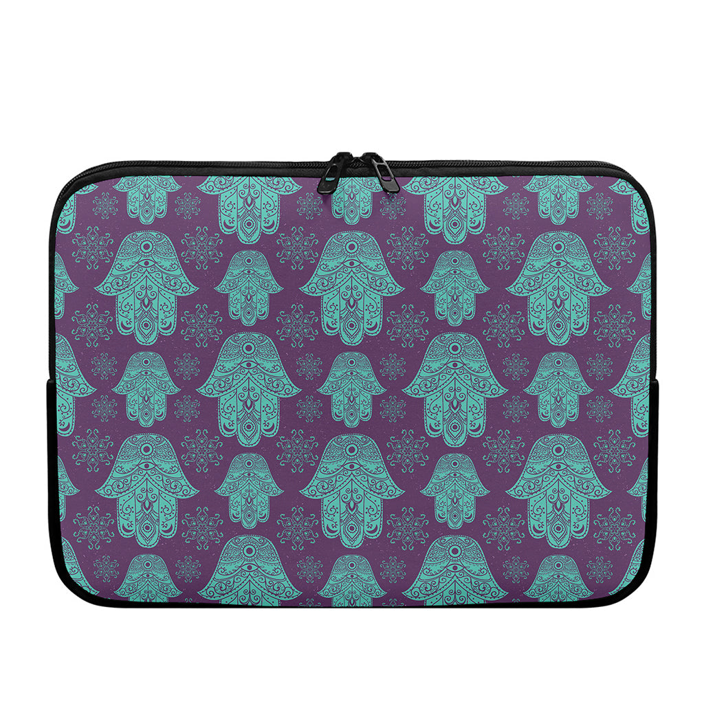 Turquoise Hamsa Pattern Print Laptop Sleeve