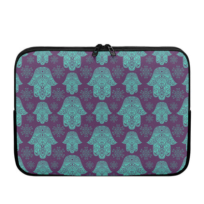 Turquoise Hamsa Pattern Print Laptop Sleeve
