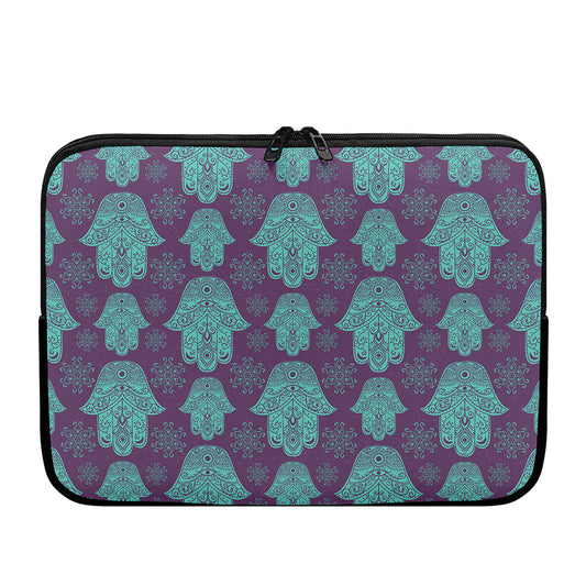 Turquoise Hamsa Pattern Print Laptop Sleeve