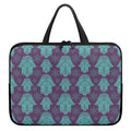 Turquoise Hamsa Pattern Print Laptop Sleeve With Handle