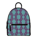 Turquoise Hamsa Pattern Print Leather Backpack