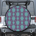 Turquoise Hamsa Pattern Print Leather Spare Tire Cover