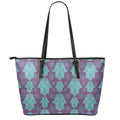 Turquoise Hamsa Pattern Print Leather Tote Bag With Zipper