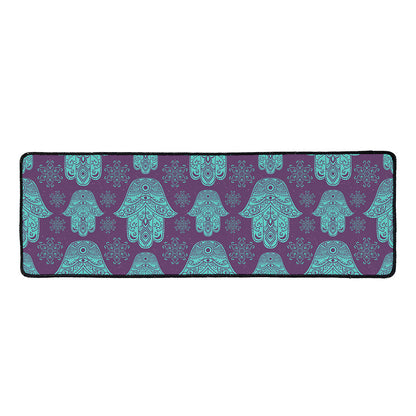 Turquoise Hamsa Pattern Print Long Kitchen Mat