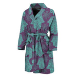 Turquoise Hamsa Pattern Print Men's Bathrobe