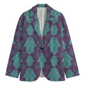 Turquoise Hamsa Pattern Print Men's Blazer