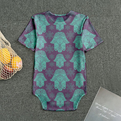 Turquoise Hamsa Pattern Print Men's Bodysuit