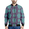 Turquoise Hamsa Pattern Print Men's Bomber Jacket
