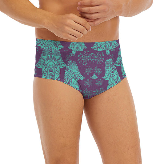 Turquoise Hamsa Pattern Print Men's Briefs