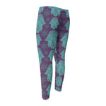 Turquoise Hamsa Pattern Print Men's Compression Pants