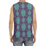 Turquoise Hamsa Pattern Print Men's Fitness Tank Top