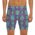 Turquoise Hamsa Pattern Print Men's Long Boxer Briefs