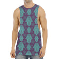 Turquoise Hamsa Pattern Print Men's Muscle Tank Top