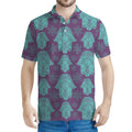 Turquoise Hamsa Pattern Print Men's Polo Shirt