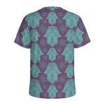 Turquoise Hamsa Pattern Print Men's Sports T-Shirt