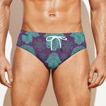 Turquoise Hamsa Pattern Print Men's Swim Briefs