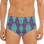 Turquoise Hamsa Pattern Print Men's Triangle Swim Briefs