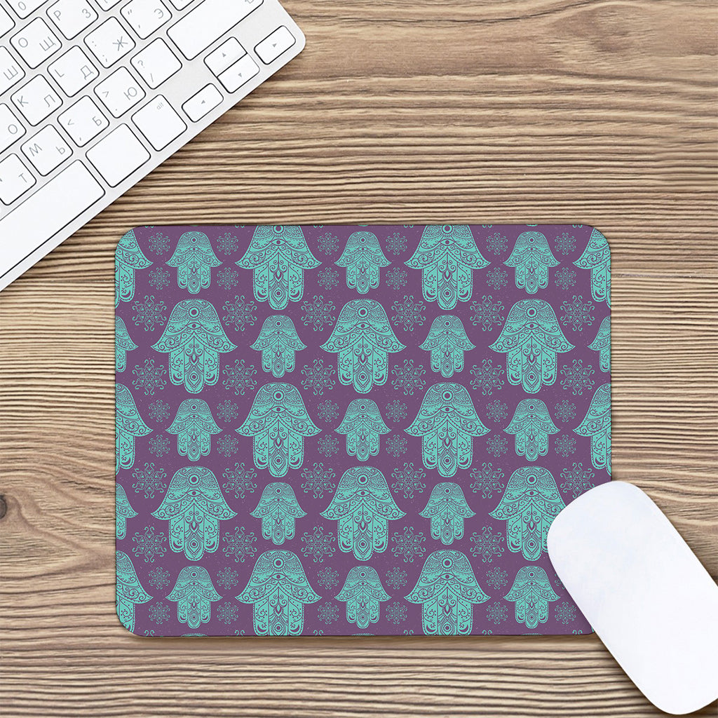 Turquoise Hamsa Pattern Print Mouse Pad