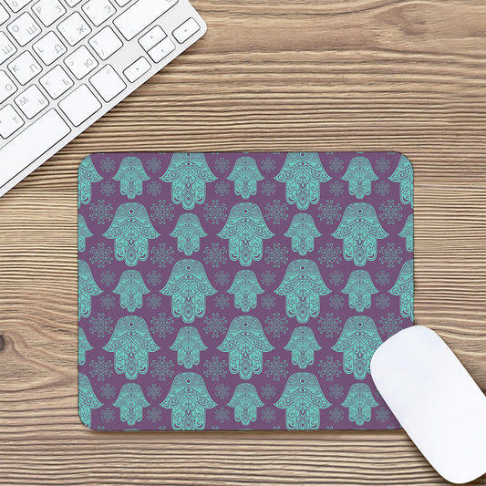 Turquoise Hamsa Pattern Print Mouse Pad