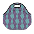 Turquoise Hamsa Pattern Print Neoprene Lunch Bag