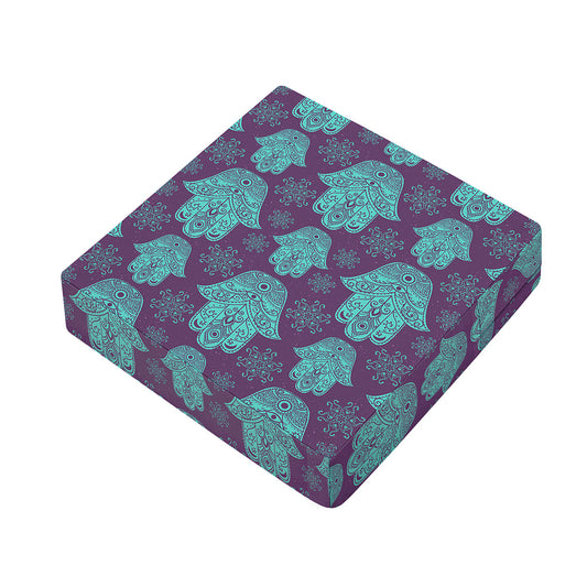 Turquoise Hamsa Pattern Print Outdoor Seat Cushion Cover
