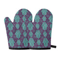 Turquoise Hamsa Pattern Print Oven Mitts