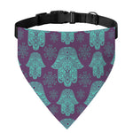 Turquoise Hamsa Pattern Print Over The Collar Dog Bandana