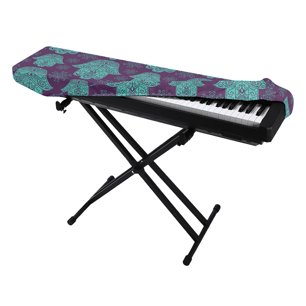Turquoise Hamsa Pattern Print Piano Keyboard Cover