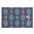 Turquoise Hamsa Pattern Print Placemat