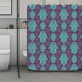 Turquoise Hamsa Pattern Print Polyester Shower Curtain