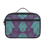 Turquoise Hamsa Pattern Print Portable Lunch Bag