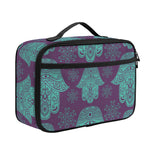 Turquoise Hamsa Pattern Print Portable Lunch Bag