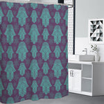 Turquoise Hamsa Pattern Print Premium Shower Curtain