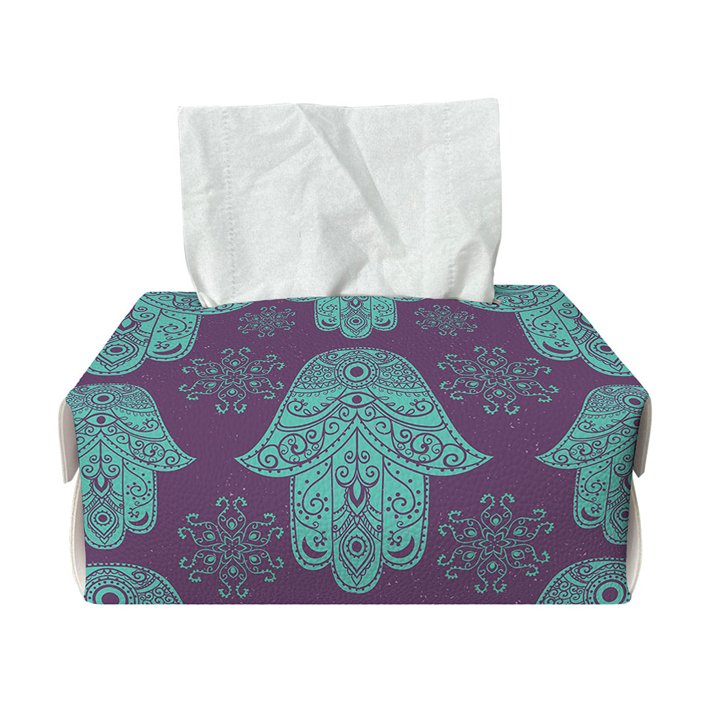 Turquoise Hamsa Pattern Print Rectangle Tissue Box Cover
